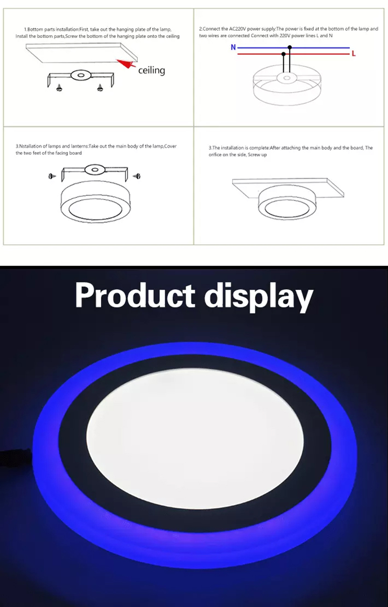Leopard Cat LED surface mounted round RGB panel light with remote control 18W+6W 12W+4W Recessed LED Ceiling downlight Panel Lamps
