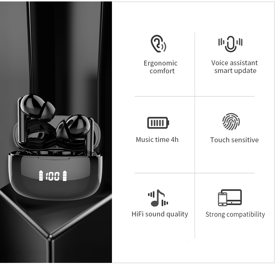Wireless Earphones IPRO K1Pro Sports In-Ear TWS Earbuds HD Stereo For Xiaomi fone auriculares Headphone Black
