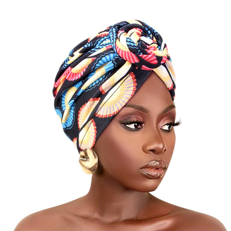 Colorful style headscarf flower headscarf hat elastic print hat sleeping hat