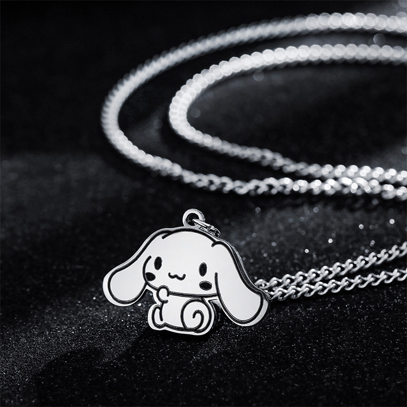 XL-0269 Dog Necklace Sweet and Cool Girl Big Ear Dog Pendant Childlike Ins Tide Harajuku Stainless Steel Necklace