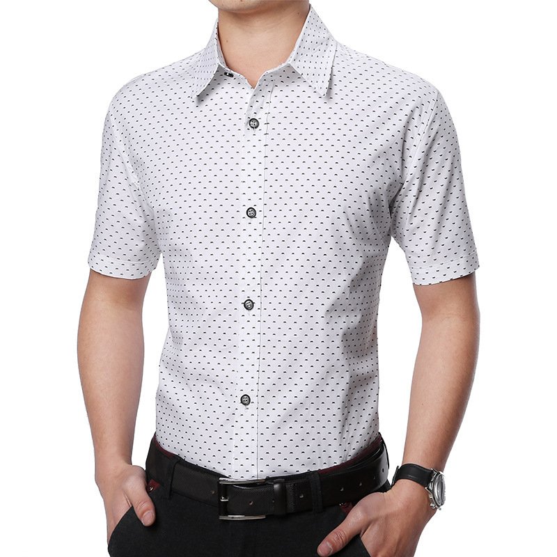 men's slim fit short-sleeved printed shirt breathable shirt