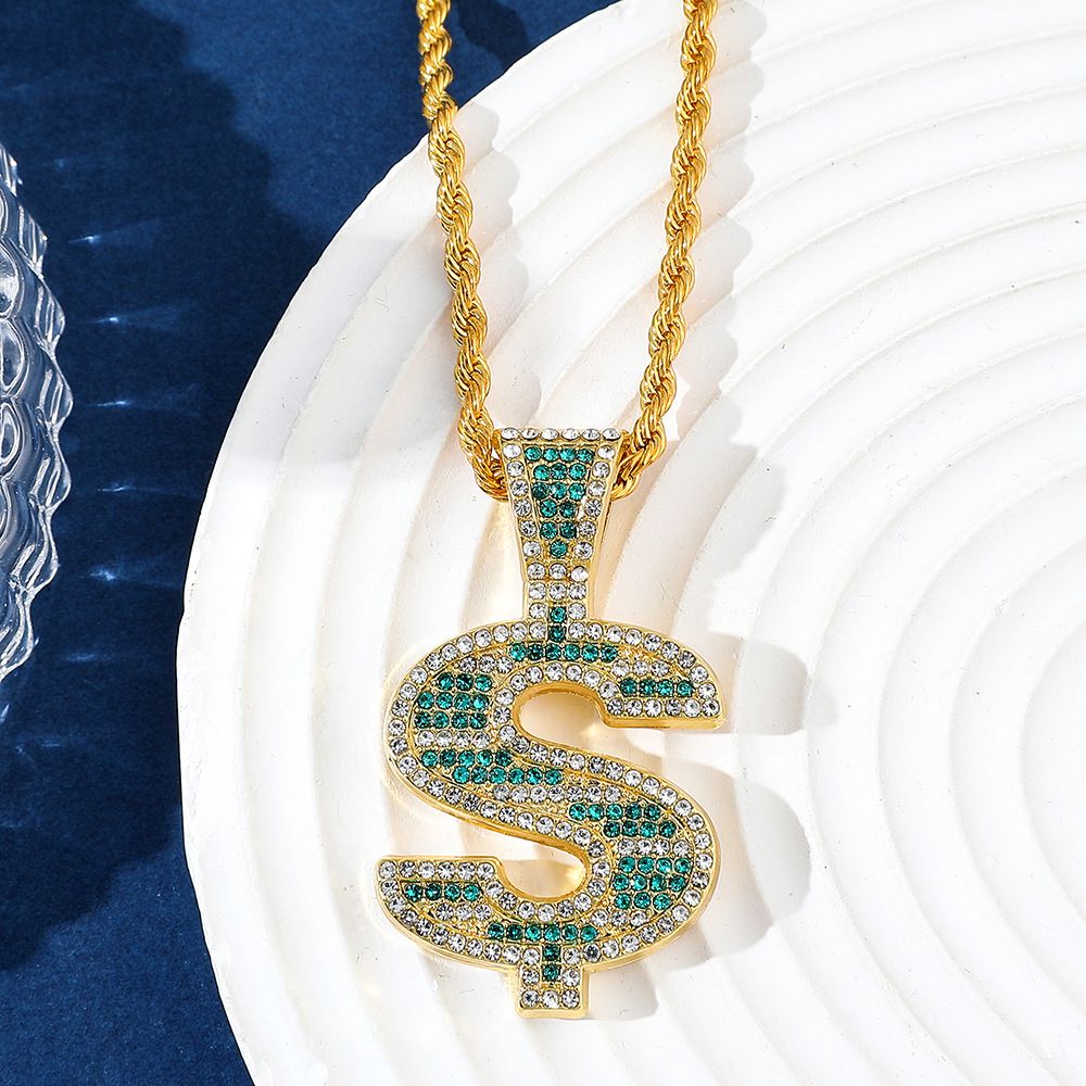 American gold necklace, hip hop personalized hipster, necklace with diamonds, dollar turn pendant necklace.2