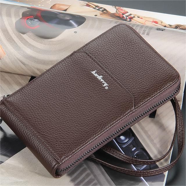 D9003 Men's Retro Long Solid Color Wallet Multi-Card Wallet