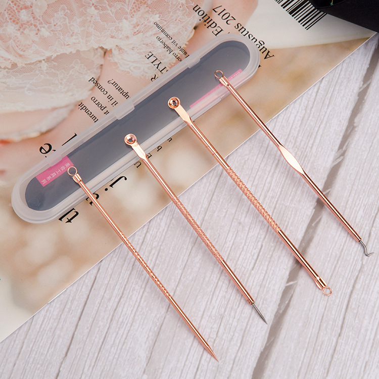 A4 4PCS Acne Blackhead Comedone Black Spot Pimple Blemish Remover Skin Care Women Beauty Acne Treatment Pore Cleanser Needle Hook