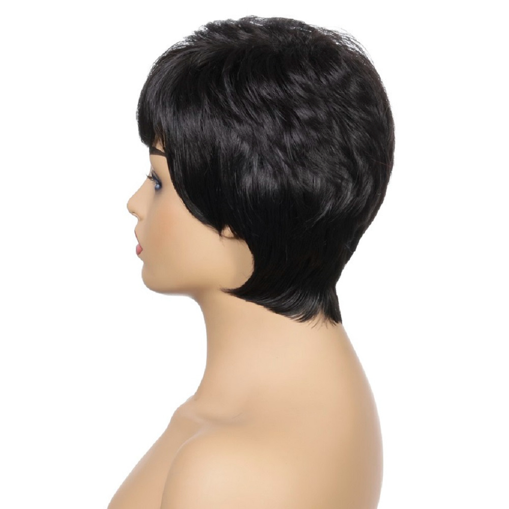 c8127/3707 Short Pixie Cut Wigs With Bangs Cute Brown Wig for Women Men Wigs Natural Looking Wig Heat Resistant Fiber Daily Party Wigs