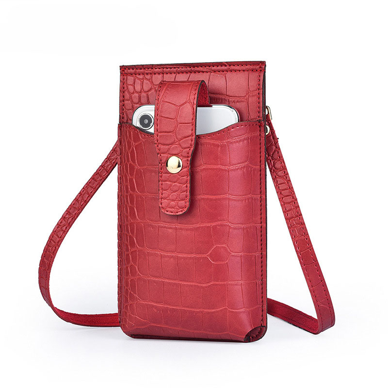 k3223 Universal Leather Mobile Phone Bag Purse Credit Card Holder Cell Phone Case Wallet Crocodile Grain Crossbody Bags for Women