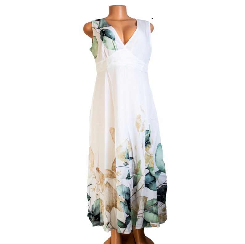 Women Casual Loose Strap Dress Beach Summer Sexy Boho Maxi Dress Ink Painting Ink Flowers Print Dresses Robe Femme