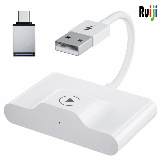 Ruiji Wireless Car Adapter lPhone Wireless Car Adapter Apple Wireless Car Dongle Plug and Play 5GHz WiFi Online Update for Apple Mobile Carplay Original Car Wired to Wireless Smart AI BOX Box Car Machine Adapter