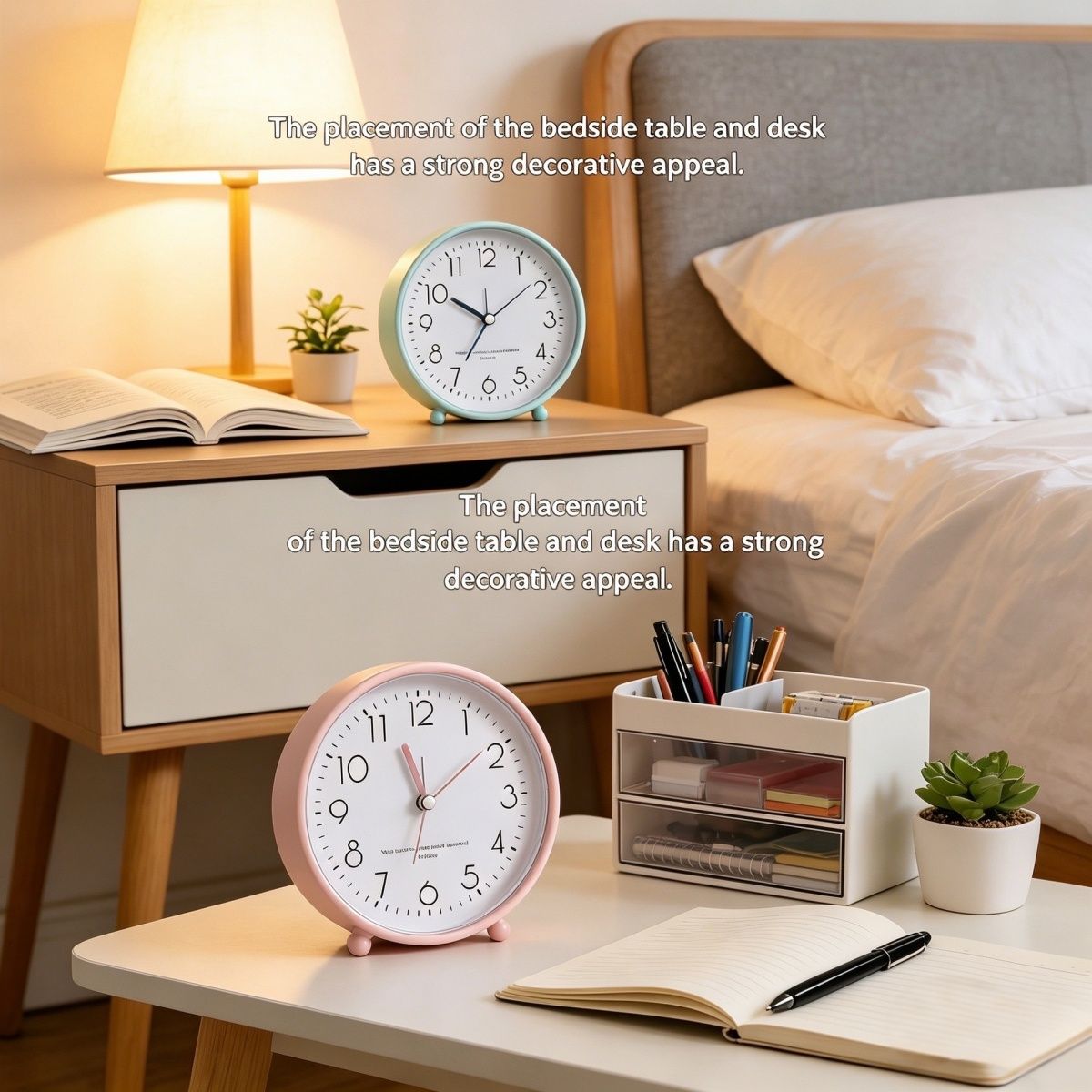 New Minimalist Fashion Alarm Clock, Portable Silent Bedside Desk Clock, Multifunctional Table Clock for Kids Students Bedroom Study Table Decoration