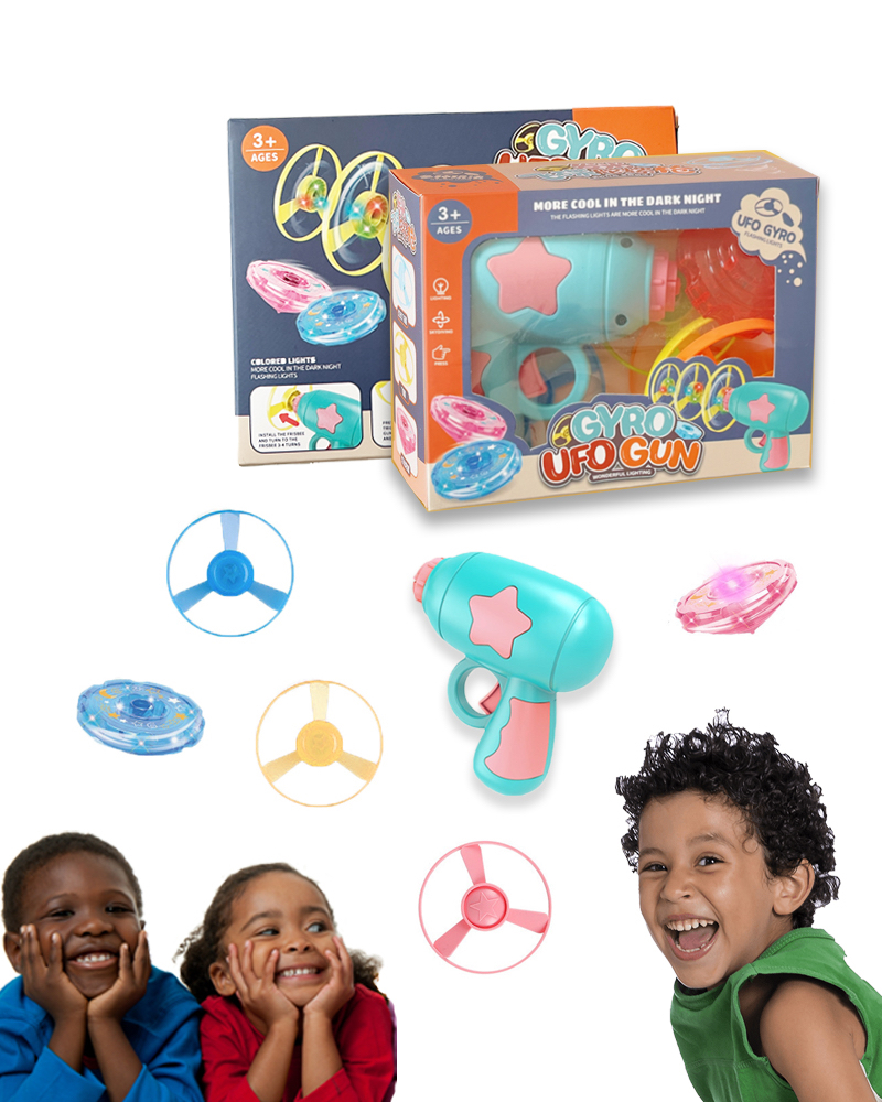 Toy for Kids, Flying Saucers, Frisbee Kit, Spinning Tops, Combo Pack, UFO, Boomerang, Gift for Boys, Girls, with Sparkling Lights, 7 in 1 Set