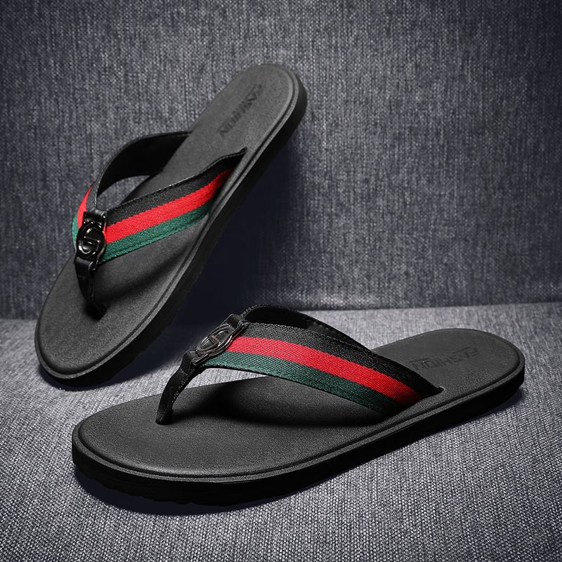 H-5 Men's Summer Retro Flat Bottomed Flip Flops ,Anti Slip Soft Soles Slippers