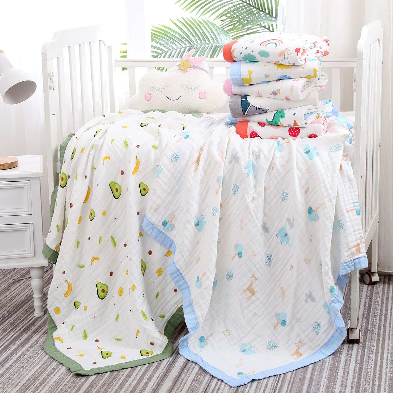 p16359 Baby Cotton Six-Layer Gauze Newborn Baby Thickened Soft Absorbent Bath Towel