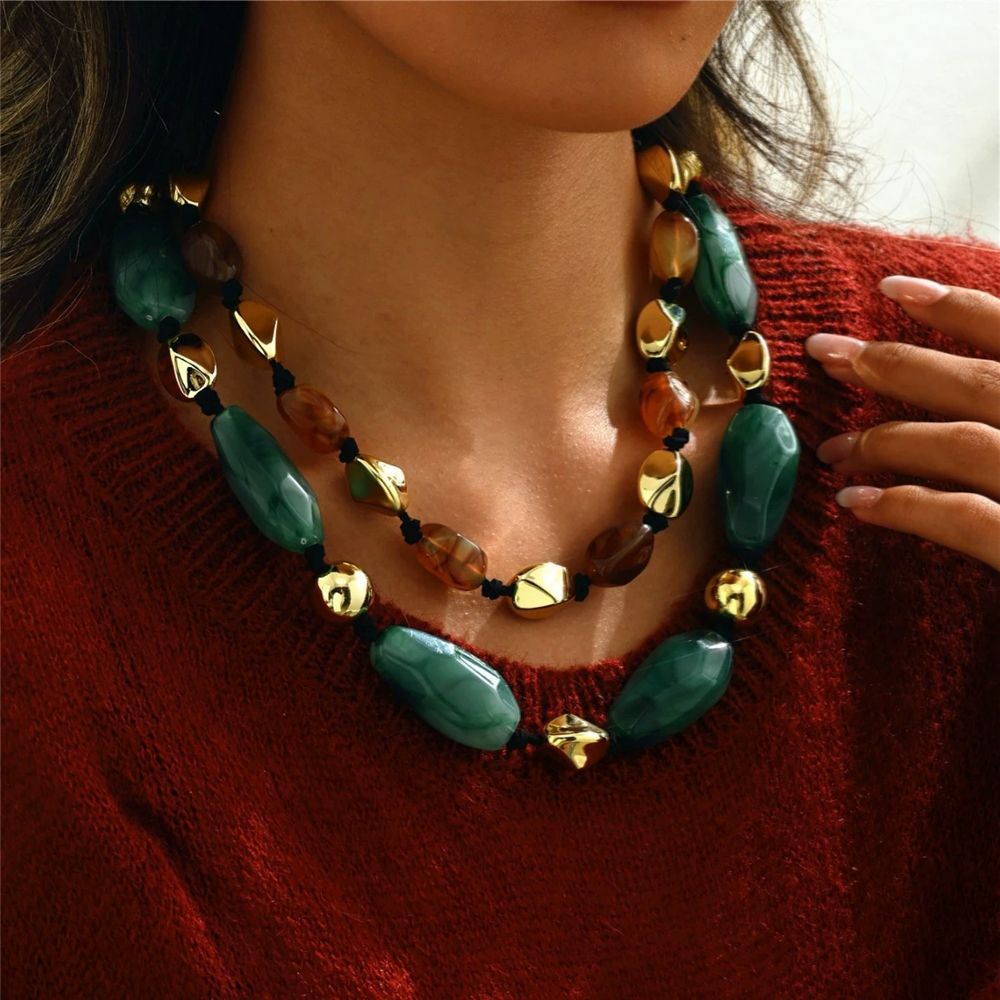 European and American fashion retro exaggerated acrylic necklace for women with design sense and temperament neck chain 