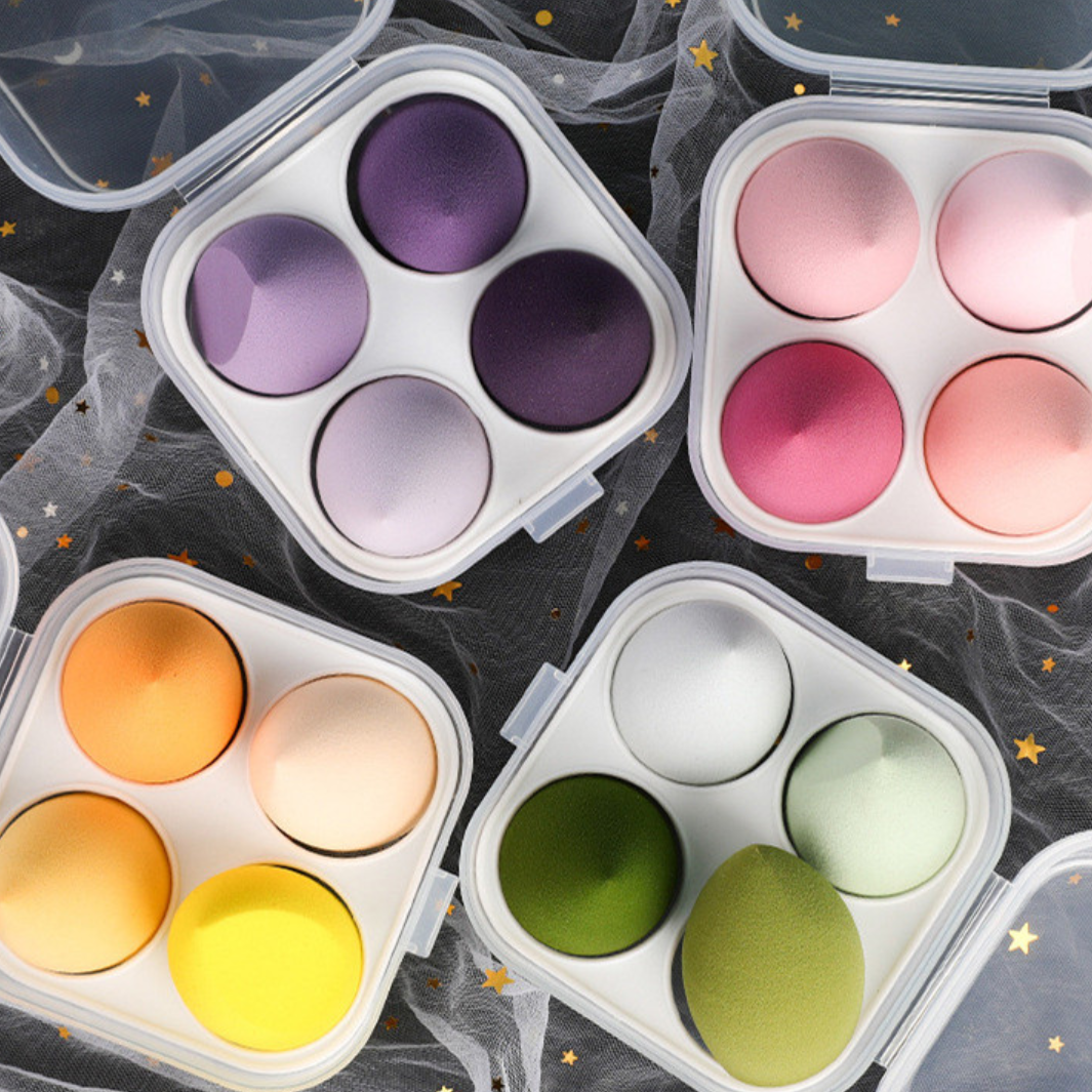 4pcs Set Makeup Blender Beauty Egg Set Gourd Water Drop Puff Makeup Puff Set Colorful Cushion Cosmestic Sponge Tool Wet and Dry Use