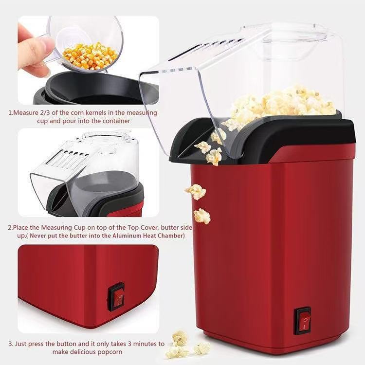 Mini Blower-type Electric Popcorn Maker, Home Electric Corn Popper, Hot Air Popcorn Machine for Corn & Maize, Compact & Easy to Use for Family, Kids & Party