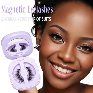 Reusable Magnetic Eyelashes with Purple Portable Case, No Glue Needed Natural Look False Lashes, Multiple Styles Available for Daily & Party Eye Makeup