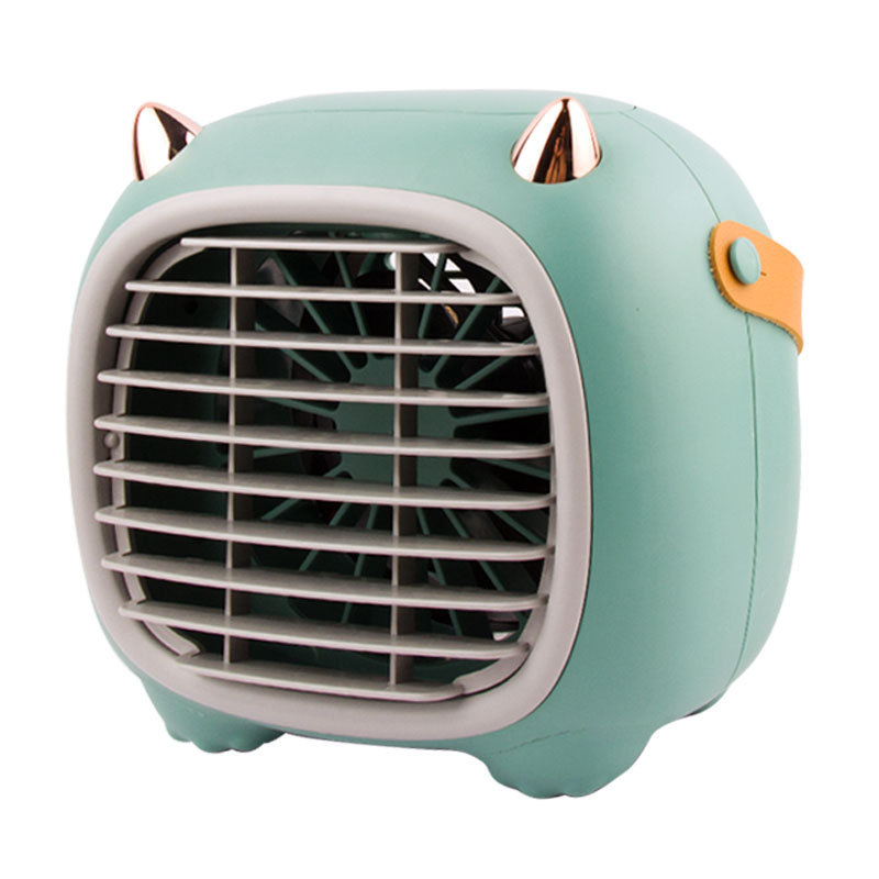Portable desktop plus water spray cold air fan, multi-function USB charging fan, desk bedroom silent fanGreen 