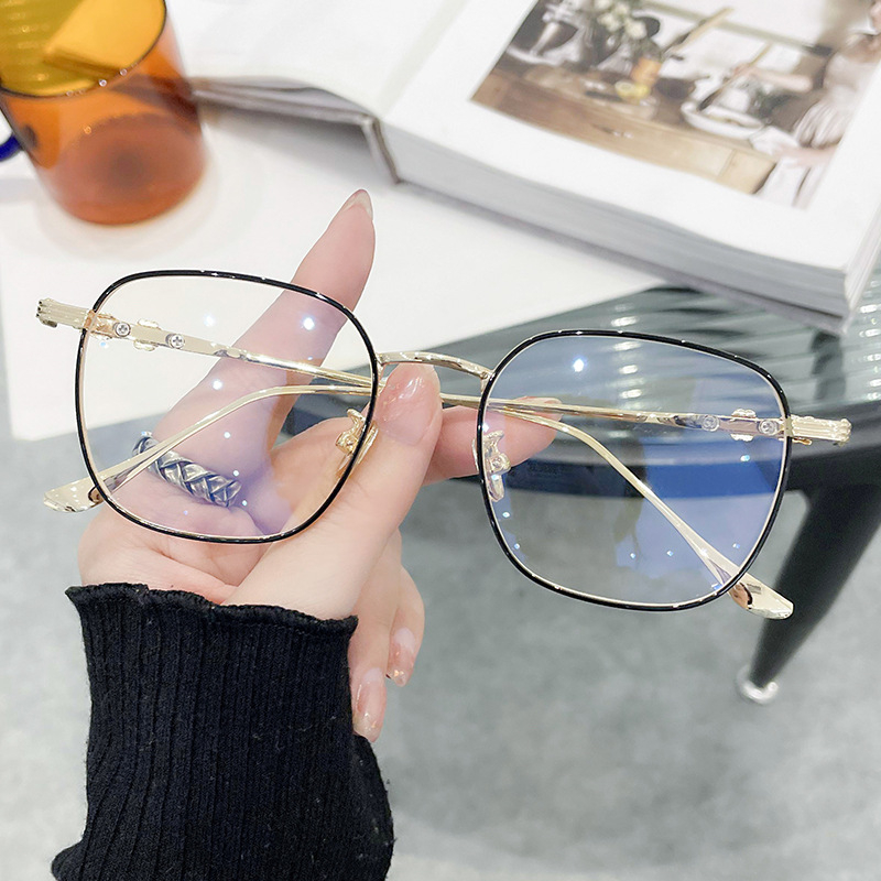 8804 Anti-Blue Light Flat Eyeglasses Business Metal Glasses Gold Wire Edge Trend Unisex Women's Men's Square Frame Glasses
