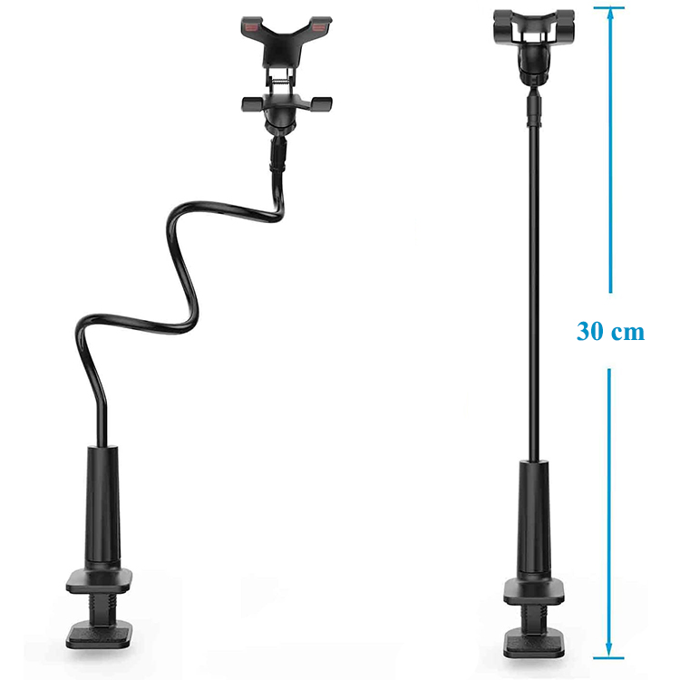 Cell Phone Holder Bed, Aluminum Alloy Adjustable Desktop Lazy Bracket, Universal Mobile Phone Clip Stand, Flexible Long Arm Rotating Mount for Bed, Office, Kitchen, iPhone, pad, Watching Movies