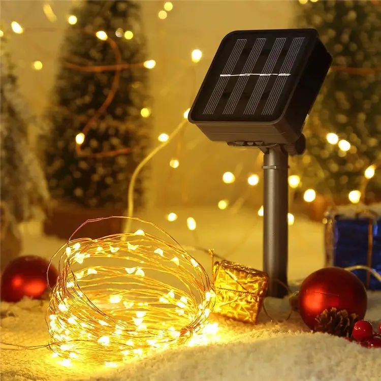 AUNONT Creative LED Starry Fairy Solar String Light Waterproof Outdoor Indoor Wedding Party Decorative Copper Wire Garland Lamp