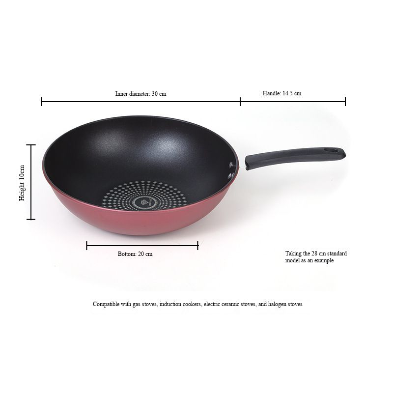 Uncoated Iron Wok for Home Kitchen, Traditional Chinese Cooking Wok, Compatible with Gas Stove & Induction Cooker, Physical Non-Stick Frying Pan