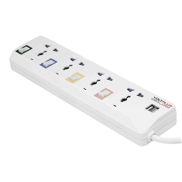 VOLTPLUS EXTENSION SOCKET 4WAY 2METRE SWITCH+USB