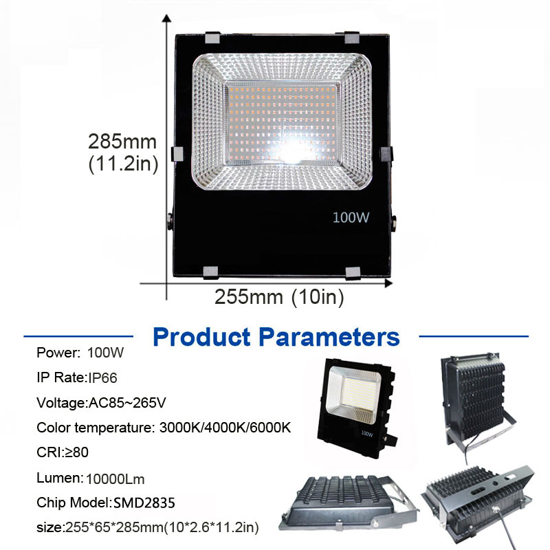 Cozy Cottage Flood Light Outdoor 100W LED Flood Light Plug in, LED Work Light  IP66 Waterproof Outside Security Light 6000K Daylight White Floodlight for Yard, Garden, Playground