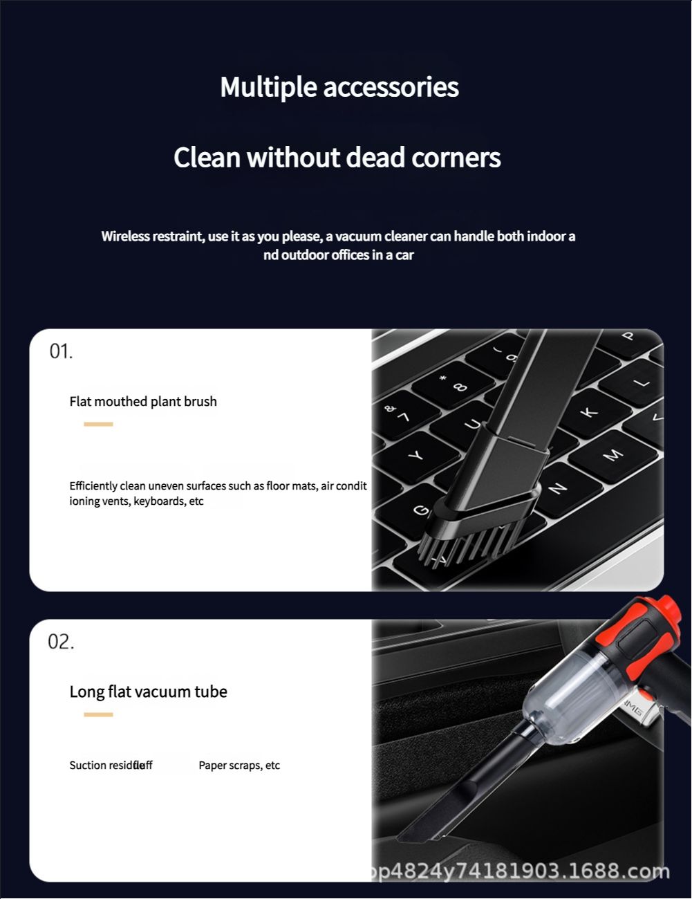 Cross border vacuum cleaner, car mounted cleaning, high-power mini charging, multifunctional blowing, suction, lighting, handheld small car
