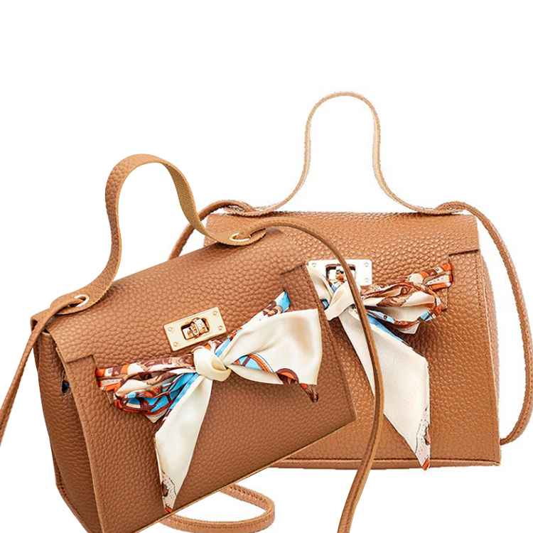 NANO Bags Ladies Bags Women's Crossbody Bag with Ribbons Bowknot Chain Lock Totes Shoulder Handbag Brown 