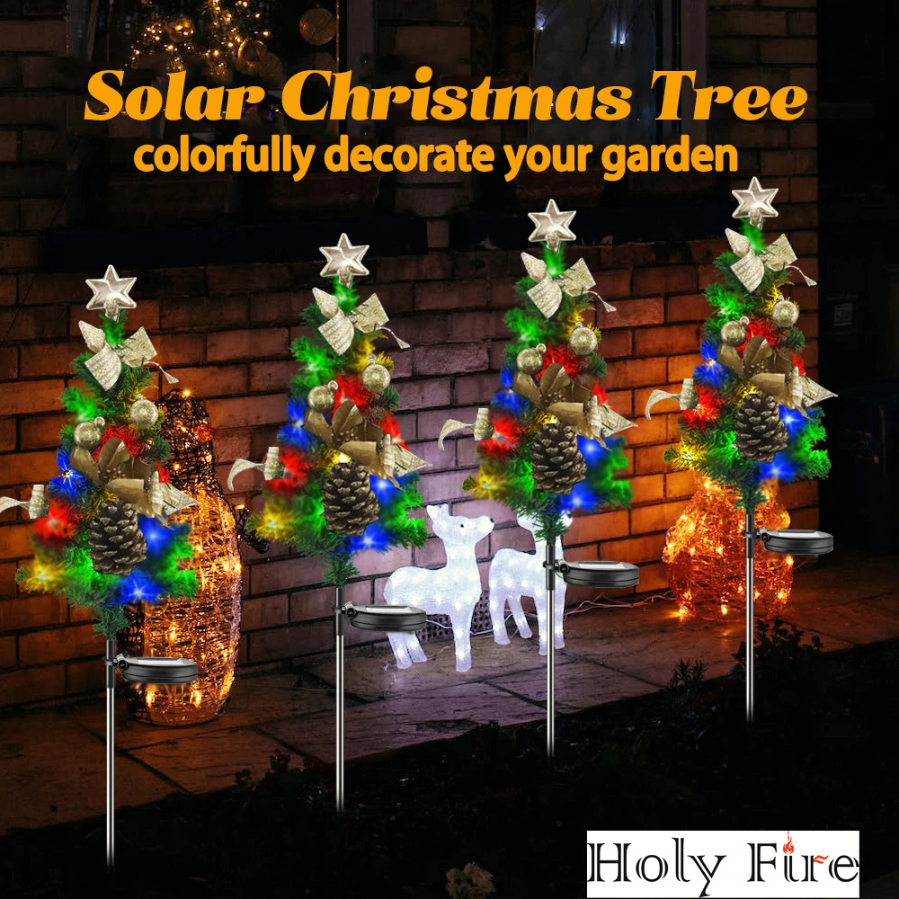 Holy Fire Christmas tree decorations Solar Led Light Outdoor Wall Lamp Waterproof Sensor Garden Patio Porch New Year party Christmas Gift
