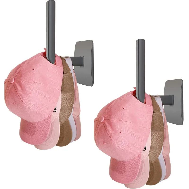 2Pcs Cap Holder Hat Rack for Baseball Caps Adhesive Hat Hooks for Wall Cap Hanger Storage No Drilling Hat Display Organizer