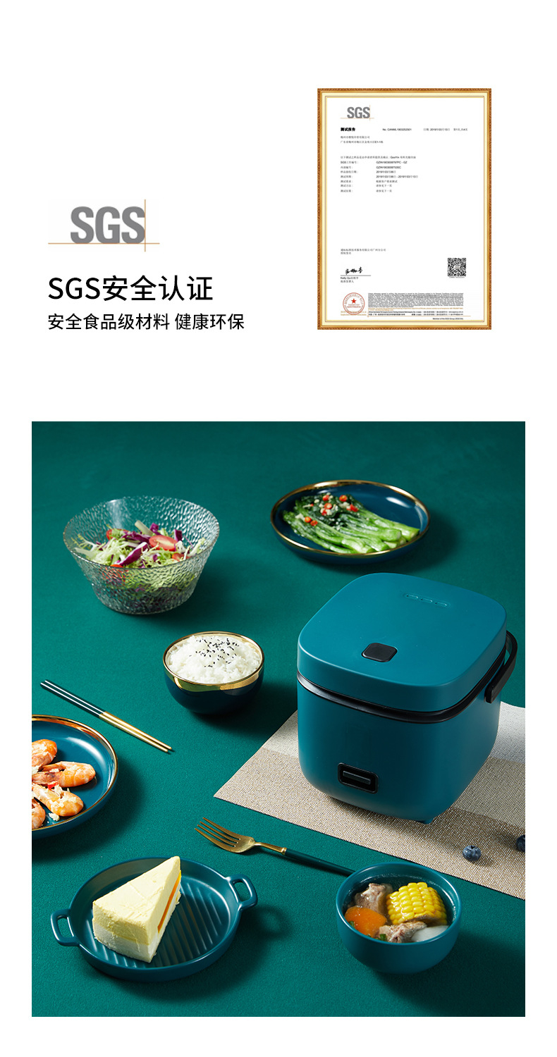 Electric Mini Rice cooker with Nonstick inner pot, 1.2L Portable Travel Small Rice Maker for 1-3 person.Multi-cooker Multi Function 