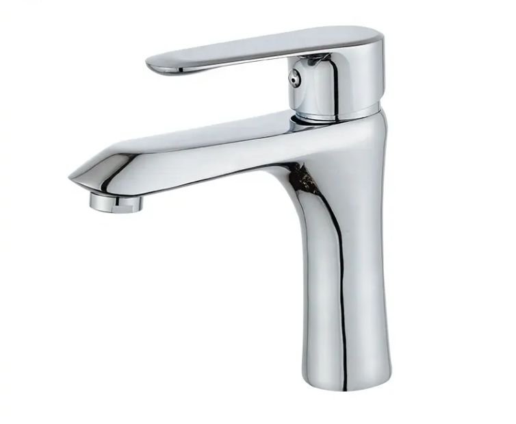 Chrome Basin Mixer Curved Wash Single Handle Basin Faucet Mixer Metered Faucets Single Hole Brass Graphic Design Deck Mounted