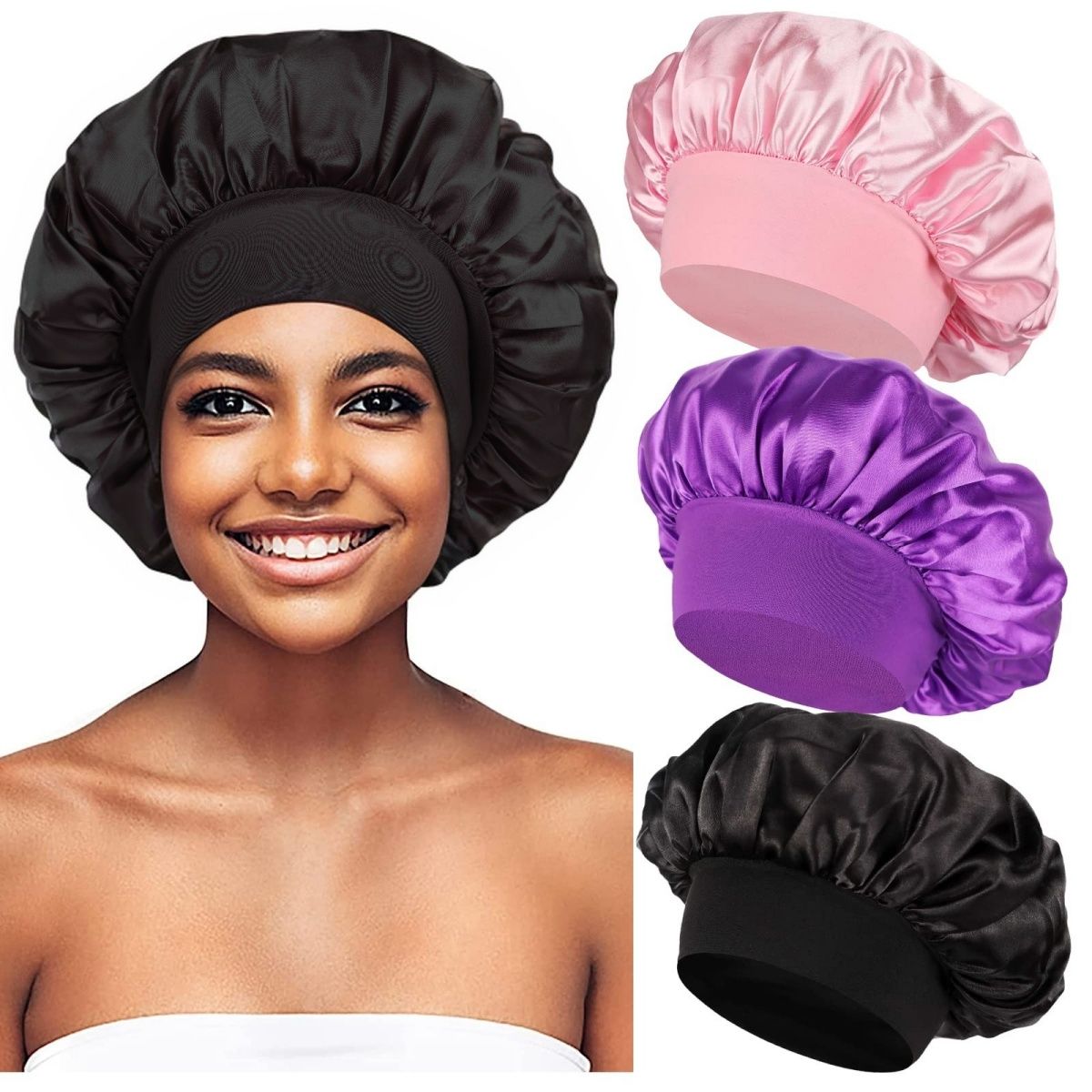 TopKiss Wide-brimmed High-elastic Simulated Silk Postpartum Headscarf hair hat sleep hat Local