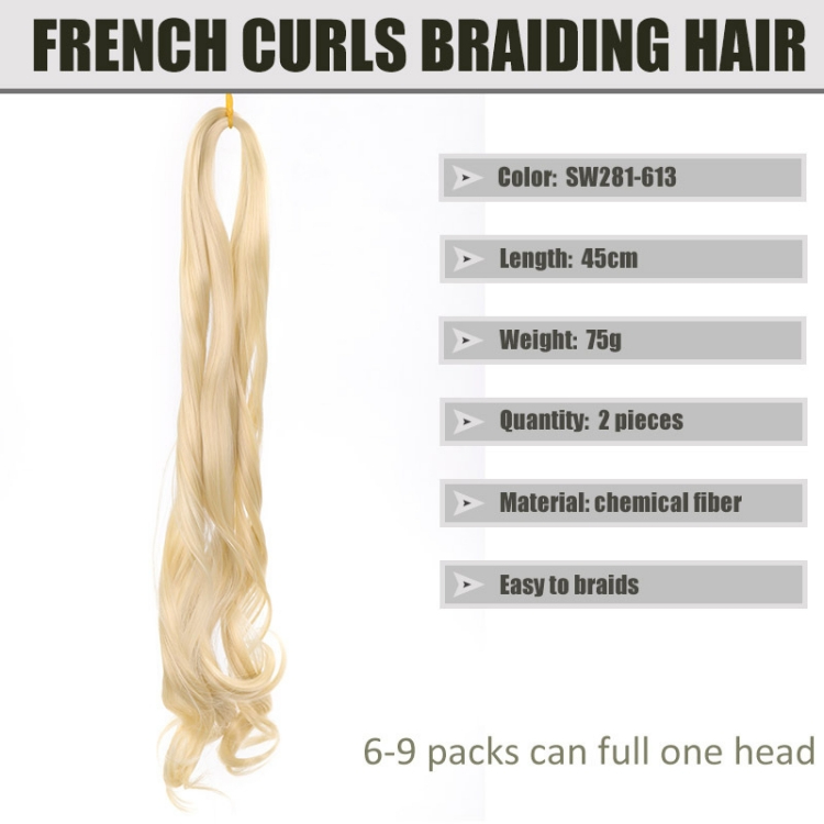 Wigs female French Curly hair Crochet needle weave Hair 2-piece set Curly hair Braid cauda equina big roll cauda equina CRRSHOP women beauty care hair dressing wig