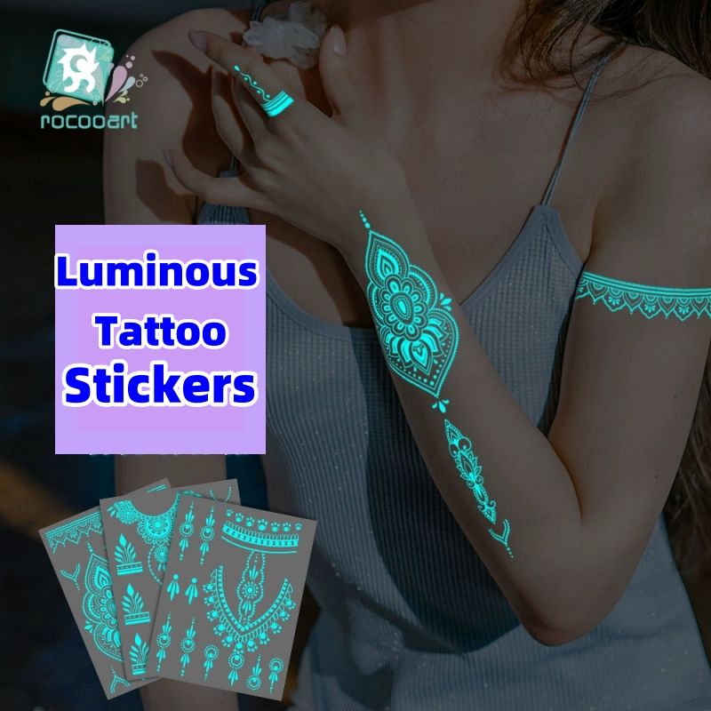 Luminous tattoo stickers CRRSHOP Night light, white tattoo sticker, high-end facial sticker, Hannah arm sticker, collarbone sticker