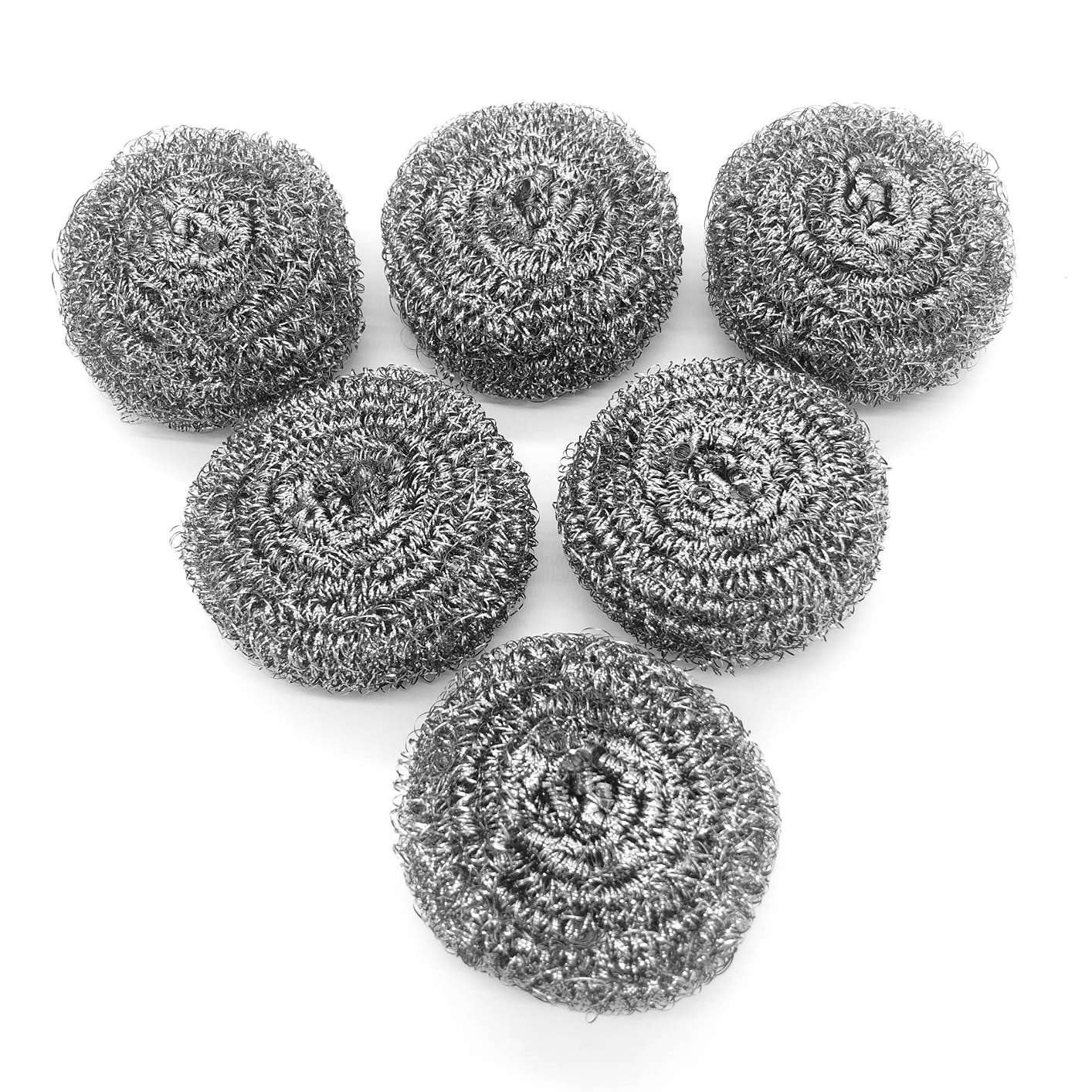 a011 6 Pcs Stainless Steel Sponges, Scrubbing Scouring Pad, Steel Wool Scrubber for Kitchens, Bathroom and More