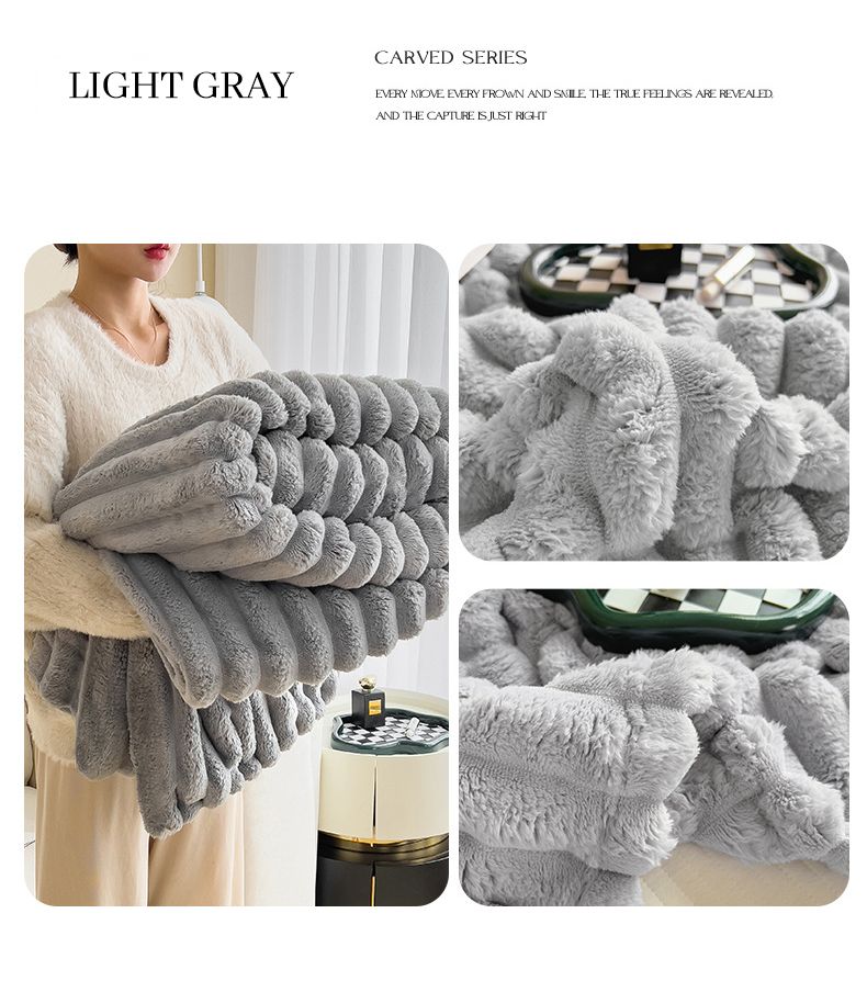 Light Gray Throw Blanket for Couch - GentleSoft Cozy Soft Blankets for Women, Cute Small Rabbit Fur Fabric Throws for Girls, Off White, 150*200cm