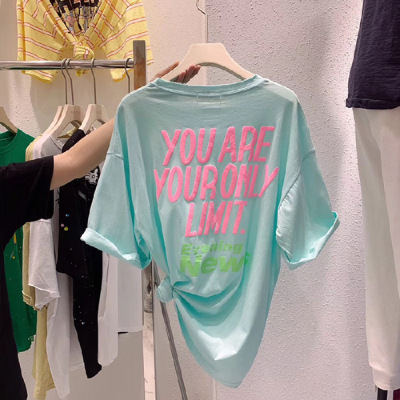 029# Women's Loose Casual Short-Sleeved T-Shirt Three-Dimensional Letter Half-Sleeved Top