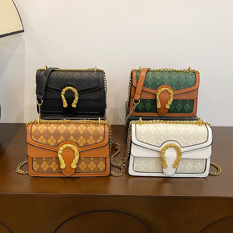 FGZDS&8803 New Classic Printed Small Square Bag Trendy Women's Cross-body Frame Bag Women's Retro Versatile Single Shoulder Handbag
