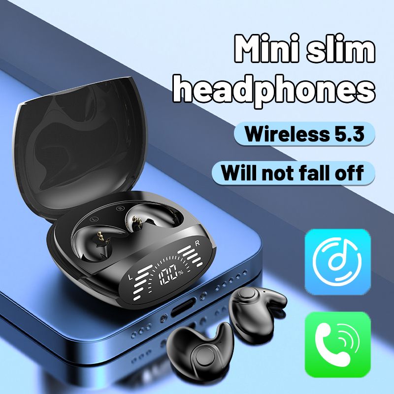 Sleep Invisible Earbuds Tiny Mini Headphones Hidden Noise Cancelling TWS Wireless Headsets Sports Stereo Bluetooth 5.3 Earphone