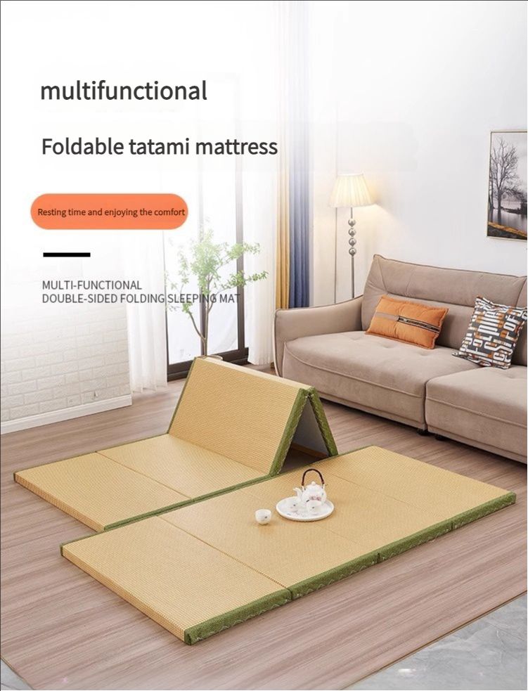 Floor Mattress: Foldable Coconut Fiber Sleeping Mat for Living Room, Bedroom, and Guest Room - Lightweight, Breathable & Provides Back Support.