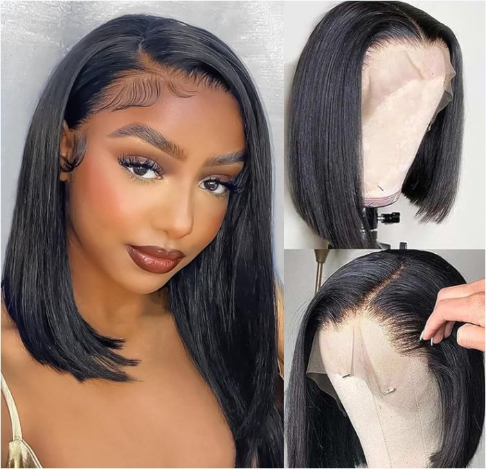 Human Hair Wigs BOBO 4*4 lace front short Bob Wigs - Straight Wigs Pre Plucked For Woman
