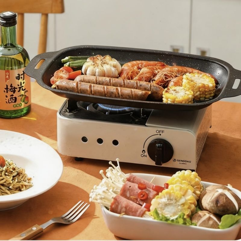 Grill pan Grilled fish dish, rectangular, household, induction cooker, gas stove, fish specific baking tray, open flame, thick tray CRRSHOP free shipping