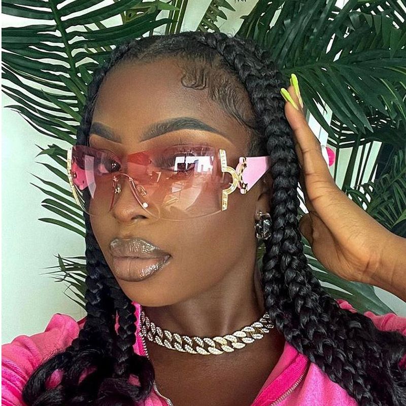 81034 Fashion Women Sunglasses Over-sized Rimless Sunglasses