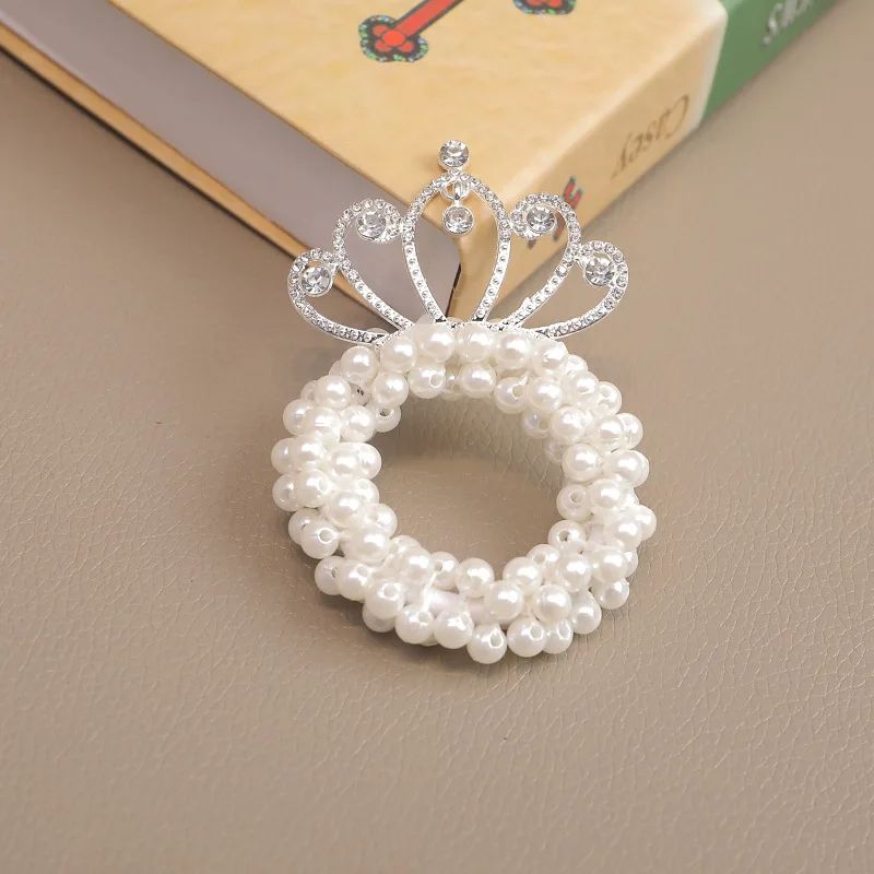 1PCS New Fashion Pearl Crown Princess Cute Kids Elastic Hair Bands Children Hair Ties Girls Hair Accessories Baby Headwear