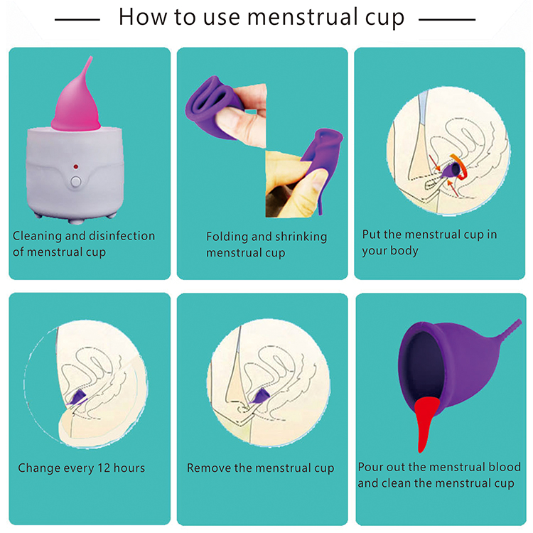 Menstrual Cup Silicone Women's Menstrual Cup Aunt Menstrual Cup Girls' Private Parts Menstrual Period Supplies Sanitary Napkins