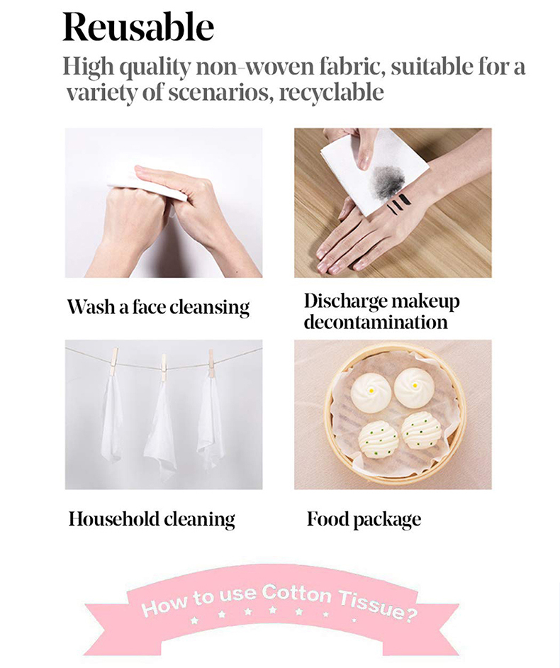 Disposable Face Towel, Facial Eye Nail Make up Removing Cotton Tissue, Multipurpose Cotton Towel Tissue for Skin Care, Reusable Cotton Pads, Wet & Dry Use