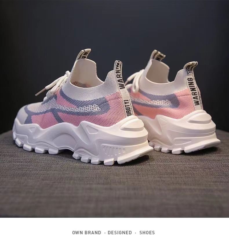 New Sports Women's Shoes With Internet Famous Breathable Soft Sole Casual Canvas Lightweight Running Thick Sole Fashionable Sports Shoes