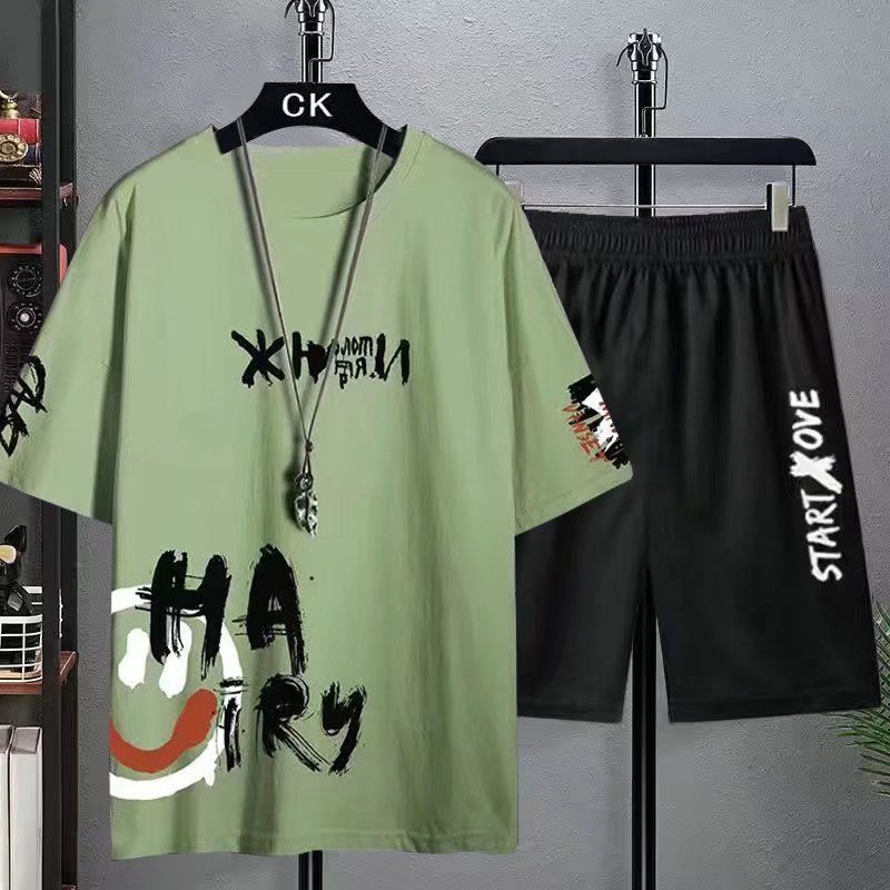 A03 Summer Men's Sets tracksuits Casual Ice Silk Men's Sports T-shirt+Shorts Trend Basketball Set Quick-drying sportswear man